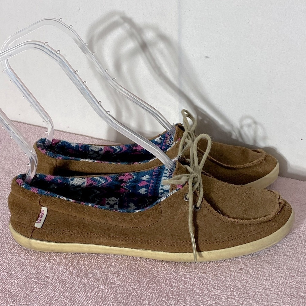 Vans Brown Suede Lace Up Loafers 9.5